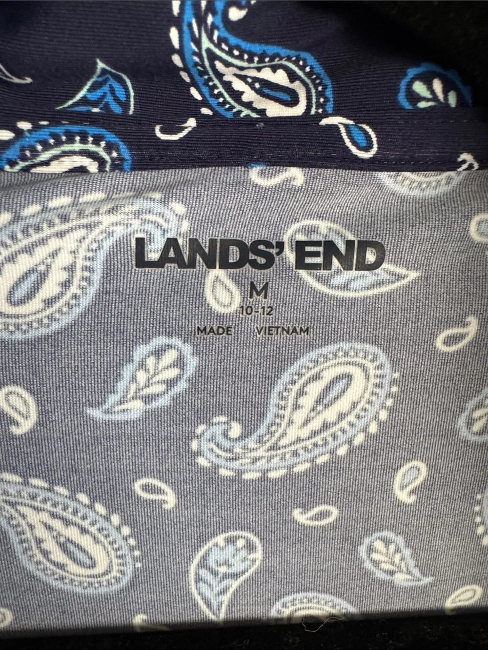 Lands' End Navy Blue Paisley Swim SPF coverup size Medium